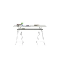 Biurko szklane POLAR 130 cm srebrne