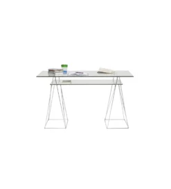 Biurko szklane POLAR 130 cm srebrne