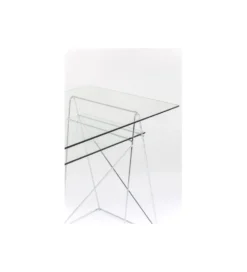 Biurko szklane POLAR 130 cm srebrne