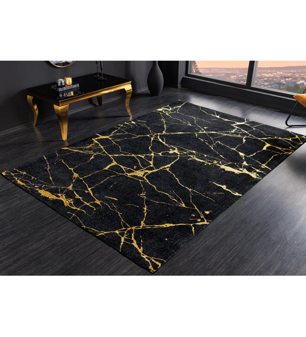 Dywan MARBLE 160 x 240 cm czarno złoty