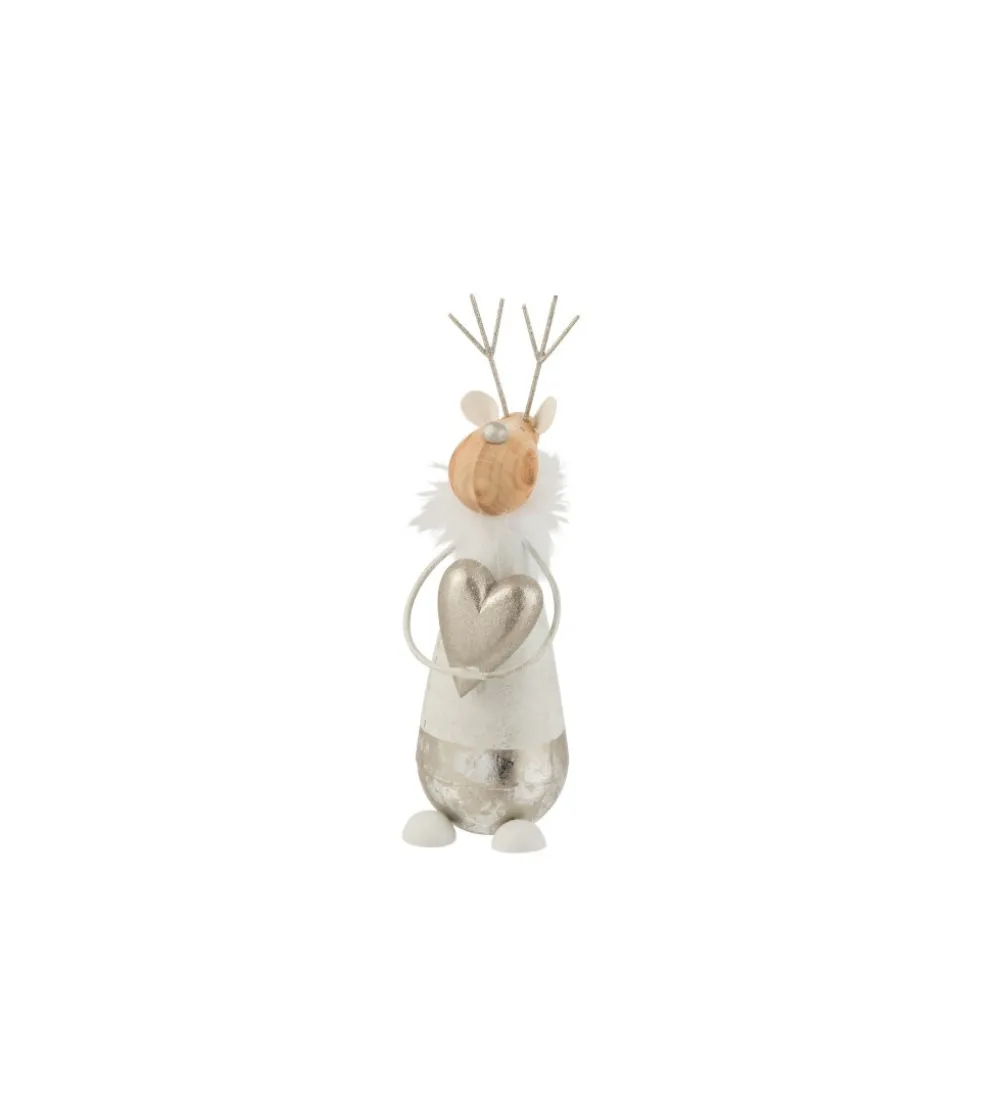 Figurka dekoracyjna Reindeer Heart 30 cm biała