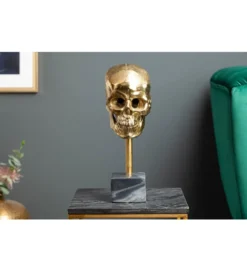Figurka dekoracyjna Skull złota