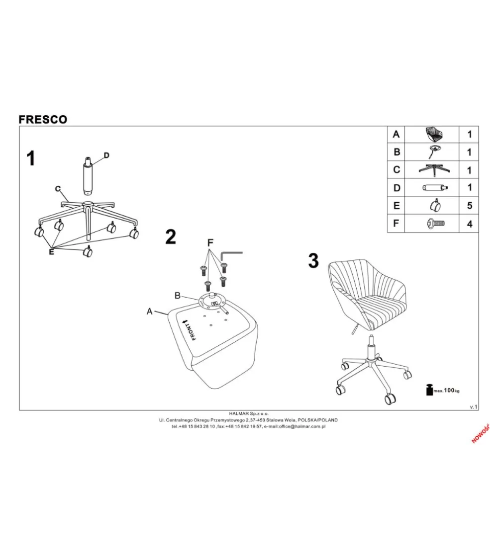 Fotel biurowy FRESCO różowy