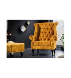 Fotel BRIGIDA Chesterfield musztardowy