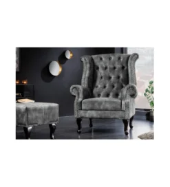 Fotel BRIGIDA Chesterfield szary
