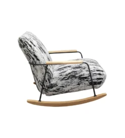 Fotel bujany KYLE 80 cm bouclé czarnobiały