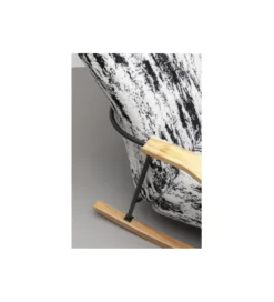Fotel bujany KYLE 80 cm bouclé czarnobiały