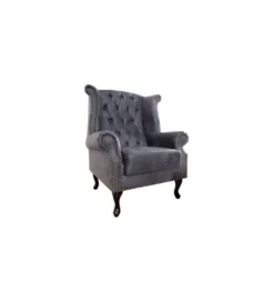 Fotel Chesterfield antyczny szary
