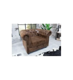 Fotel Chesterfield 110 cm antyczny brąz