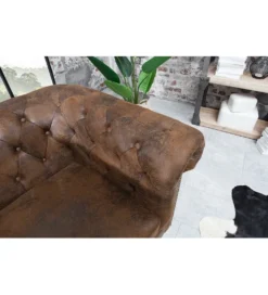 Fotel Chesterfield 110 cm antyczny brąz