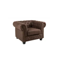 Fotel Chesterfield 105 Cm Brąz Vintage