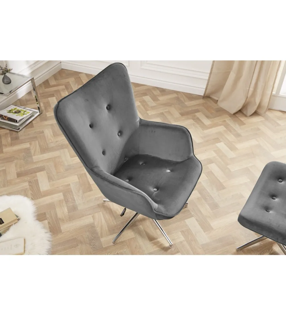 Fotel Lounger 110 Cm- 110 Cm Szary Aksamit