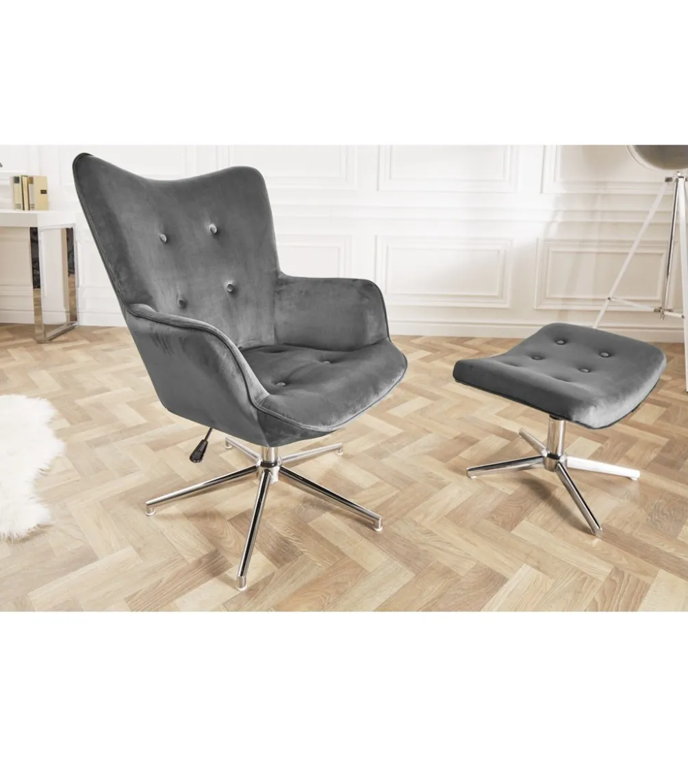 Fotel Lounger 110 Cm- 110 Cm Szary Aksamit