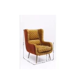 Fotel NONNA 103 cm welur żółty