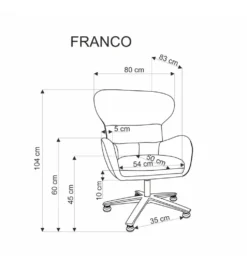 Fotel obrotowe siedzisko 360 stopni FRANCO ciemnoszary