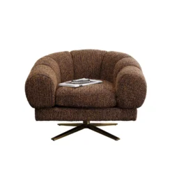 Fotel obrotowy JANNO 68 cm bouclé brązowe