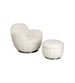 Fotel obrotowy Nube Bouclé 88 cm kremowy