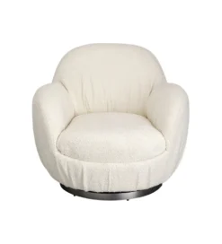 Fotel obrotowy Nube Bouclé 88 cm kremowy