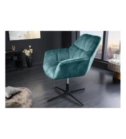 Fotel obrotowy PAPILLON od 83 do 90 cm aksamit morski