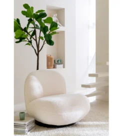 Fotel obrotowy Snow 81 cm Bouclé biała
