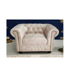 Fotel ROCHESTER Chesterfield 105 cm beżowy