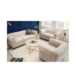 Fotel ROCHESTER Chesterfield 105 cm beżowy