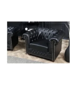 Fotel RONNI Chesterfield 110 cm czarny