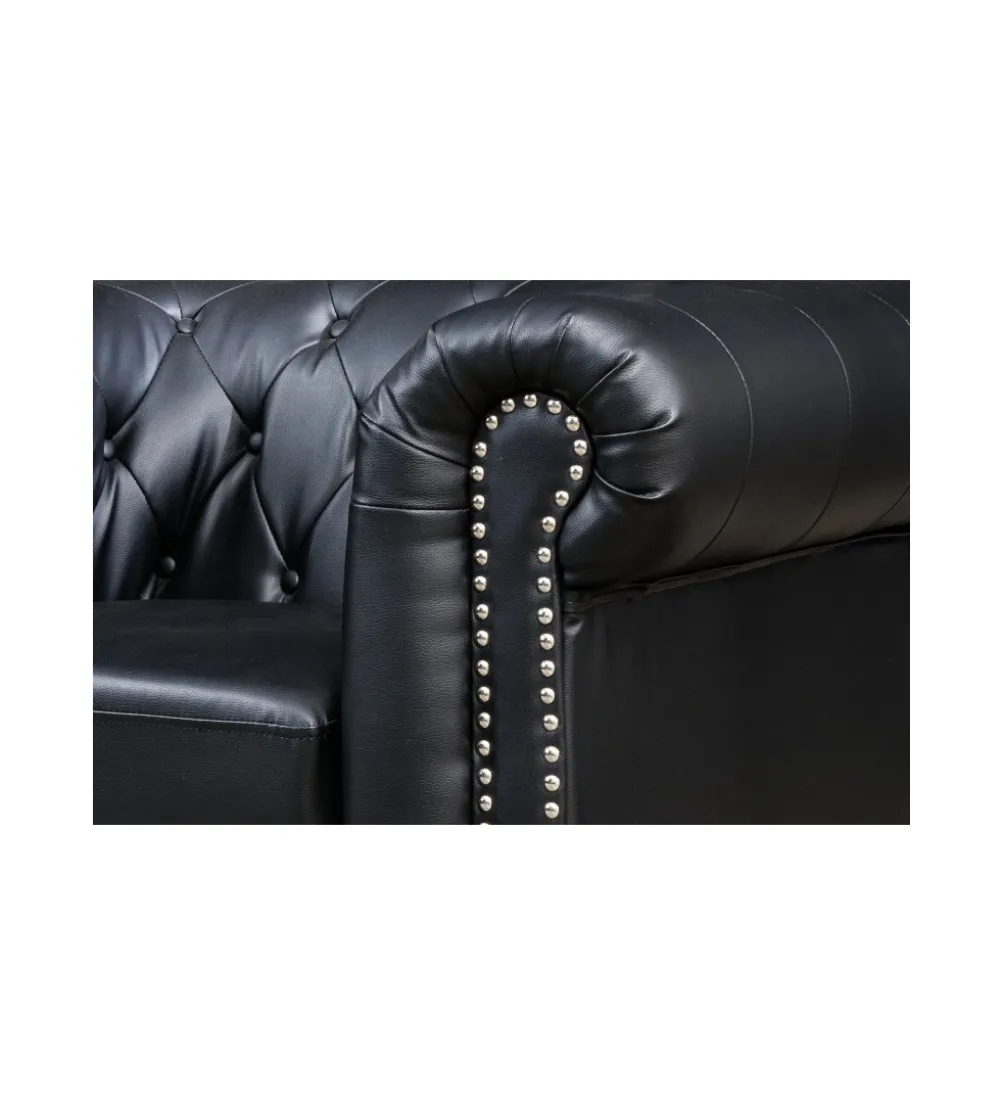 Fotel RONNI Chesterfield 110 cm czarny