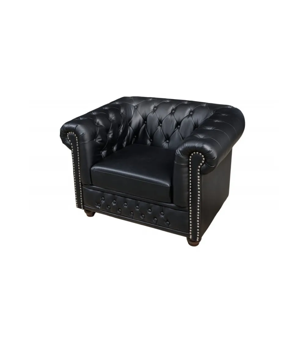 Fotel RONNI Chesterfield 110 cm czarny