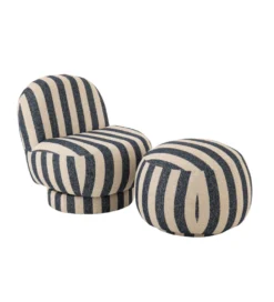 Fotel STRIPED 76 cm niebiesko biały