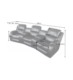 Fotel trzyosobowy DALLAS Hollywood 295 cm czarny