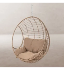 Fotel wiszący ARIKI 105 cm rattan beżowy