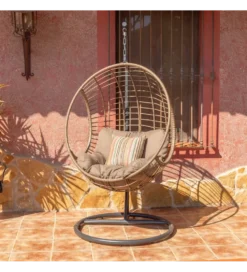 Fotel wiszący ARIKI 105 cm rattan beżowy