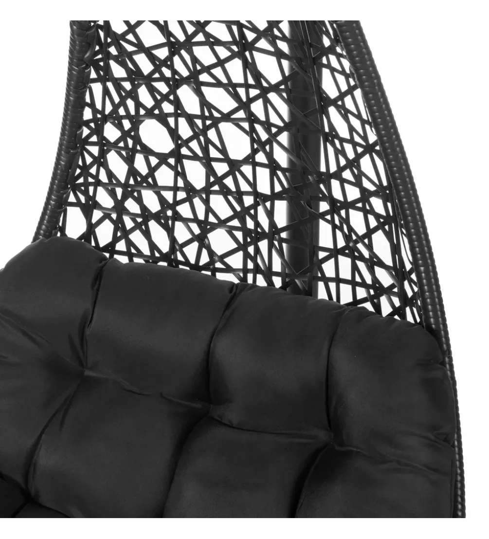 Fotel wiszący DIDO 132 cm rattan czarny