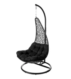Fotel wiszący POLE DIDO 192 cm rattan czarny