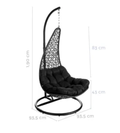 Fotel wiszący POLE DIDO 192 cm rattan czarny