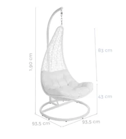 Fotel wiszący POLE DIDO 192 cm rattan biali