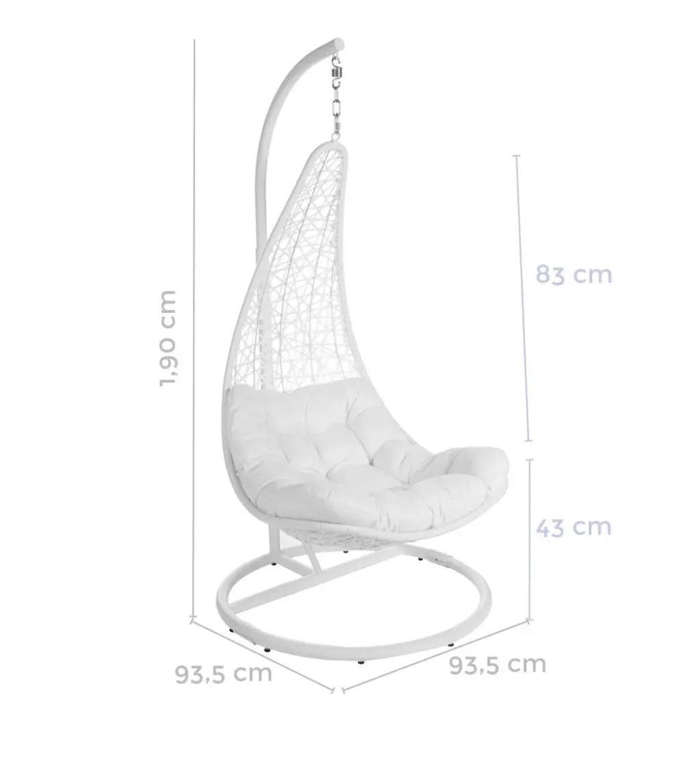 Fotel wiszący POLE DIDO 192 cm rattan biali
