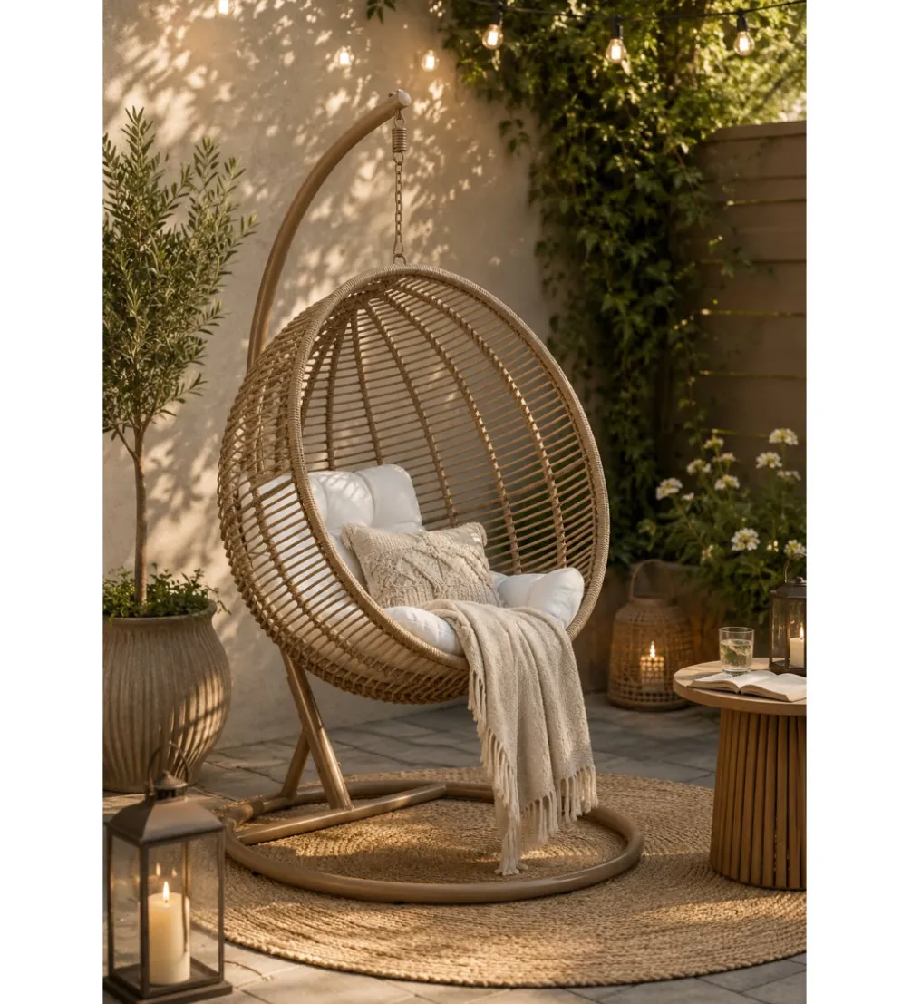 Fotel wiszący SUMMER SOBRE LA TIERRA 1 metalowy naturalny