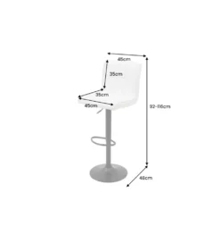 Hoker MODENA od 92 cm do 115 cm 360 stopni obrotu biały skórzany