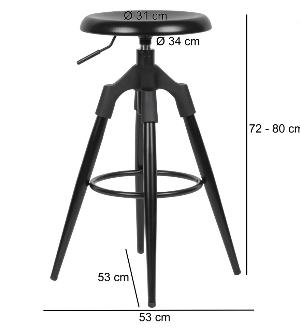 Hoker obrotowy AVERS 72 cm - 80 cm czarny