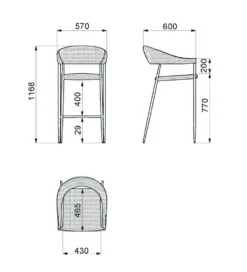 Hoker ogrodowy NIVA 112 cm naturalny czarny