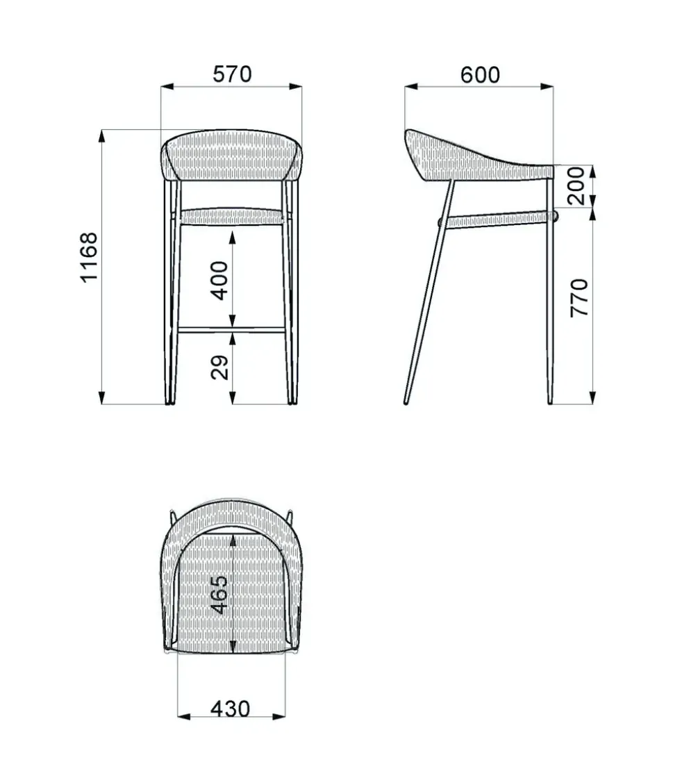 Hoker ogrodowy NIVA 112 cm naturalny czarny