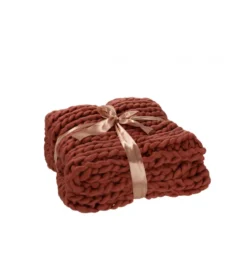 Koc pled Knitted 140 cm x 154 cm w odcieniach czerwonego