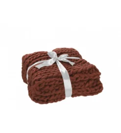 Koc pled Knitted 140 cm x 154 cm w odcieniach czerwonego