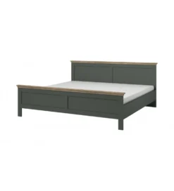 Łóżko EVORA 160 cm x 200 cm zielone z dodatkiem koloru dąb Lefkas