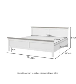 Łóżko EVORA 160 cm x 200 cm zielone z dodatkiem koloru dąb Lefkas