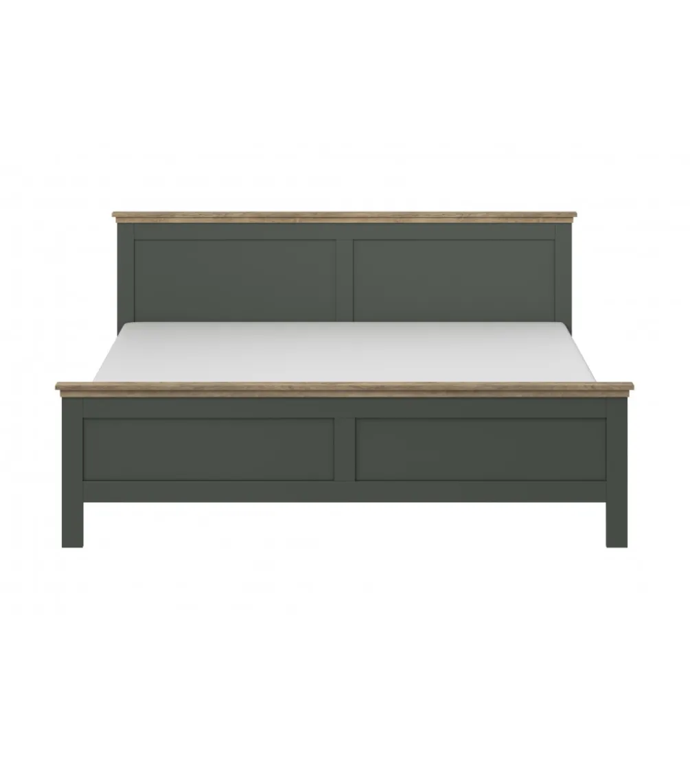 Łóżko EVORA 180 cm x 200 cm zielone z dodatkiem koloru dąb Lefkas