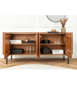Komoda ADLON 180 cm drewno mango brązowa