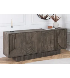 Komoda ART DECO 170 cm drewno mango szary